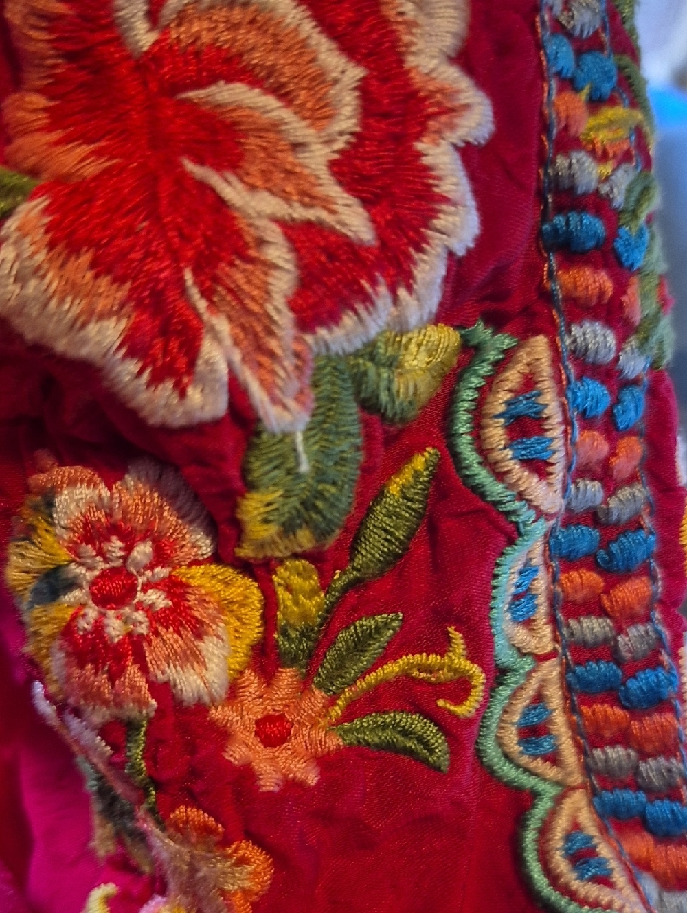 Johnny Was Red Embroidered Boho Tunic New Without Tags